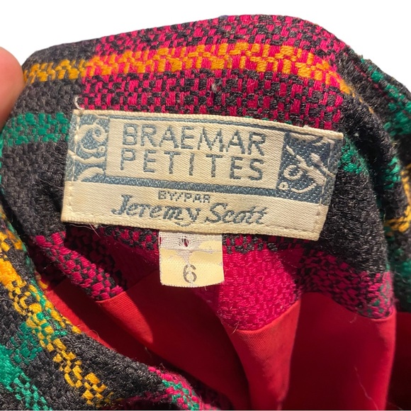 Braemar by Jeremy Scott Vintage Pink and Green Plaid 90s Blazer - Picture 4 of 4